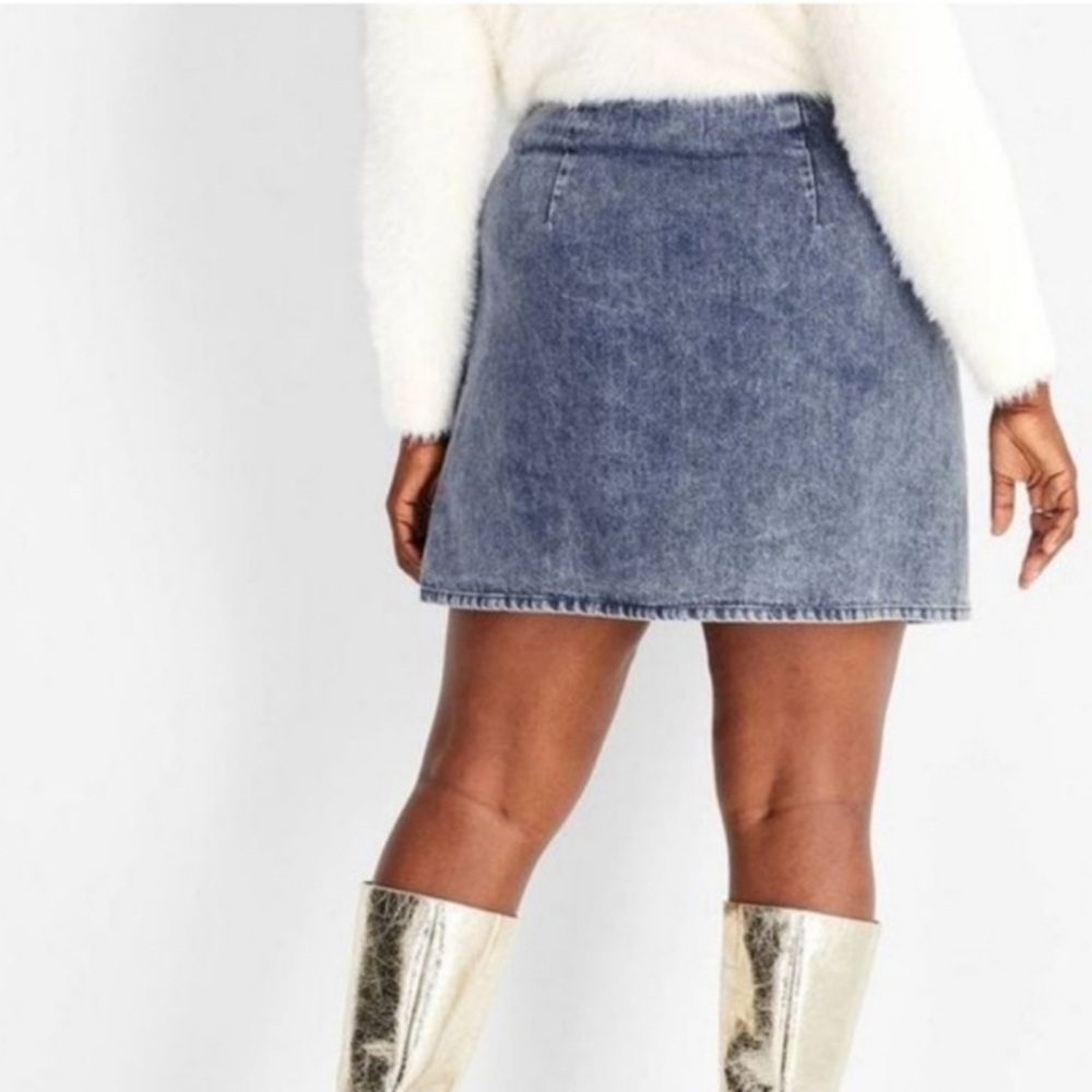 Women's Rosette Denim Mini Skirt - Future Collective Medium Wash XXL - Picture 2 of 13